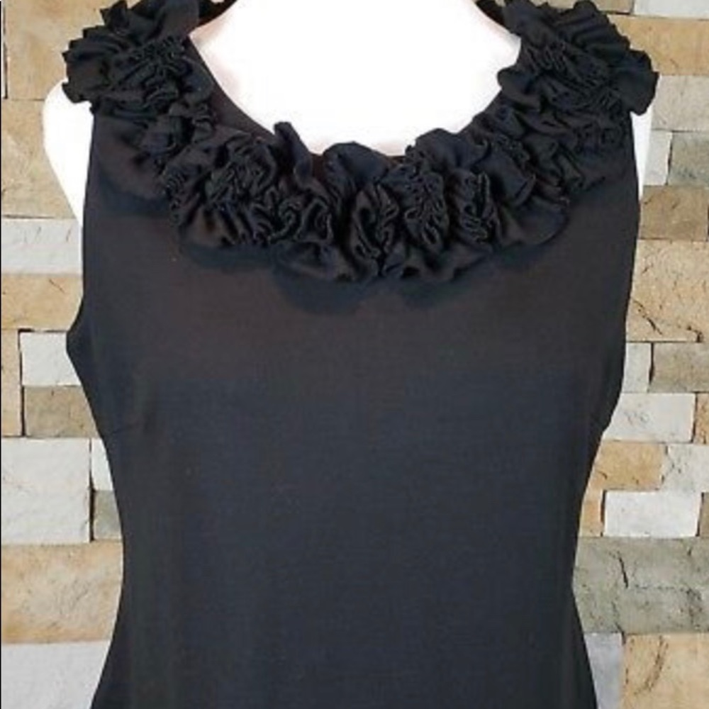Just Taylor Sheath Black Dress Flower Ruffle - Picture 8 of 8